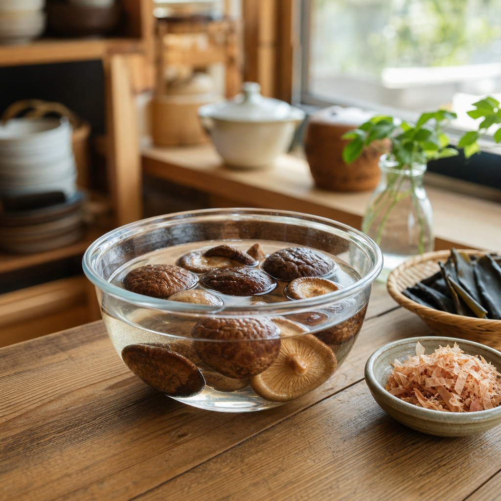 干し椎茸は冷水で戻す