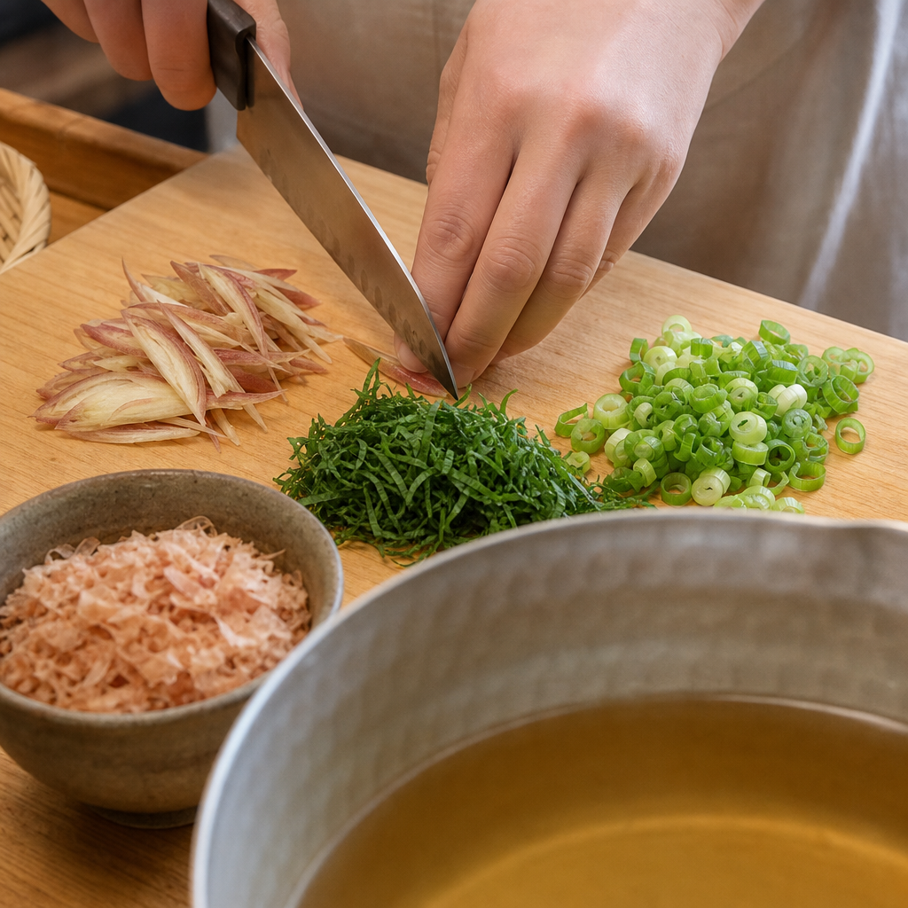 薬味の切り方で味が変わる