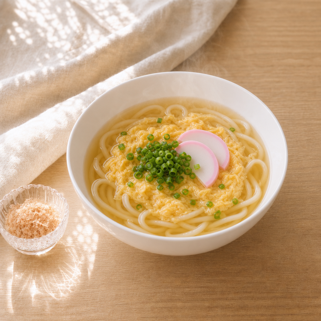ふわふわ卵のだしうどんの完成写真