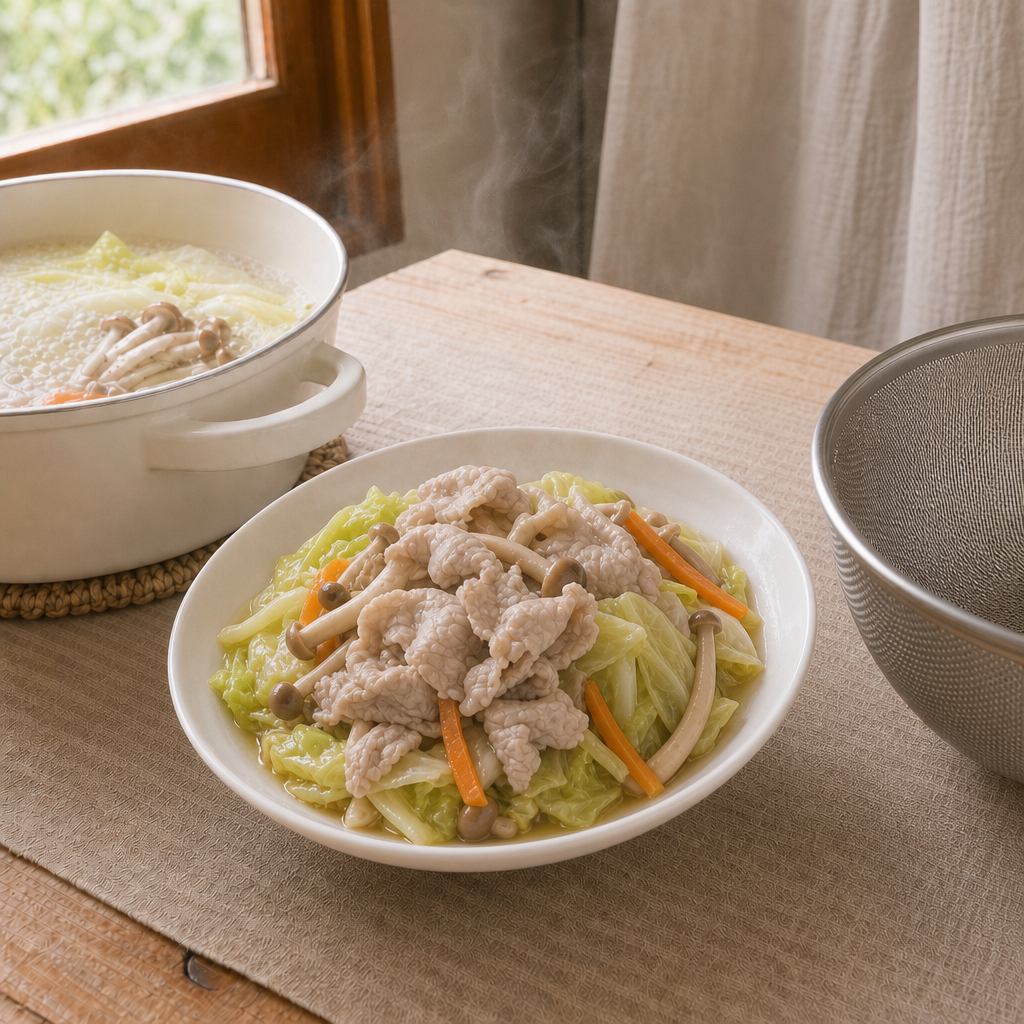 だし香る豚しゃぶ温野菜の完成写真