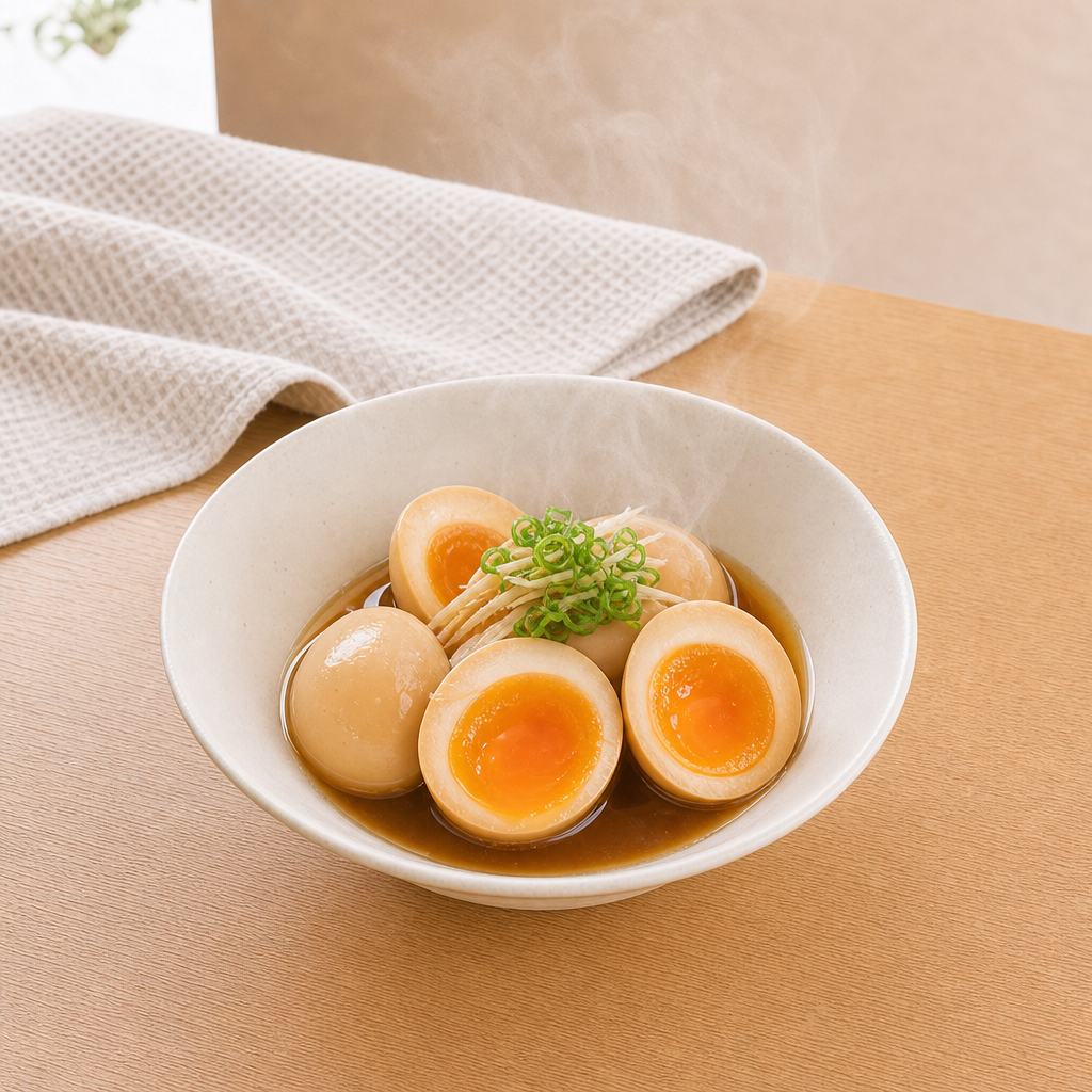 いりこ昆布だしの半熟煮卵の完成写真