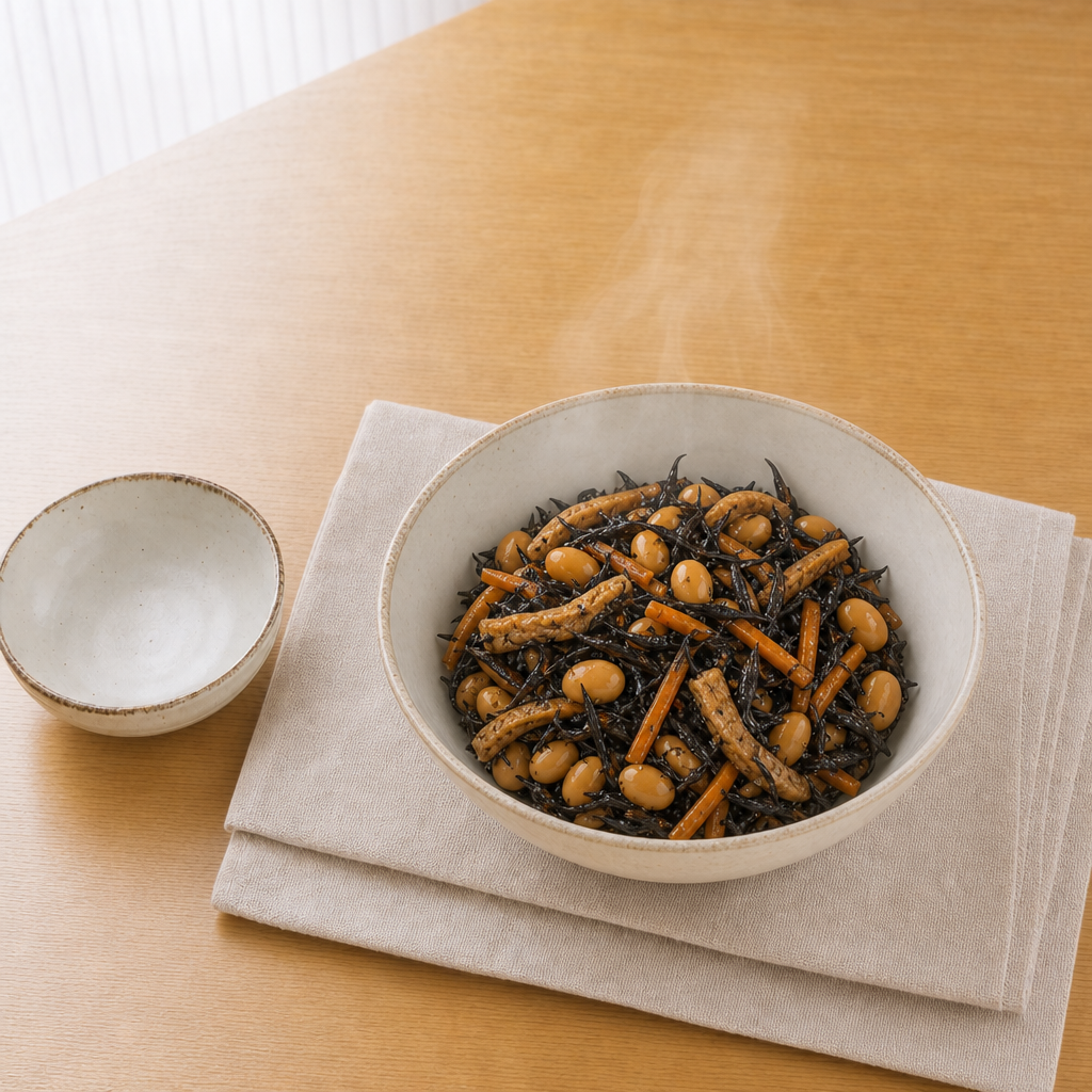 ひじきと大豆のいりこ昆布だし煮の完成写真